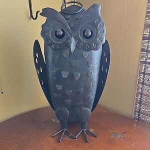 Pottery Barn Black Metal Owl Candle Or Fairy Light Holder